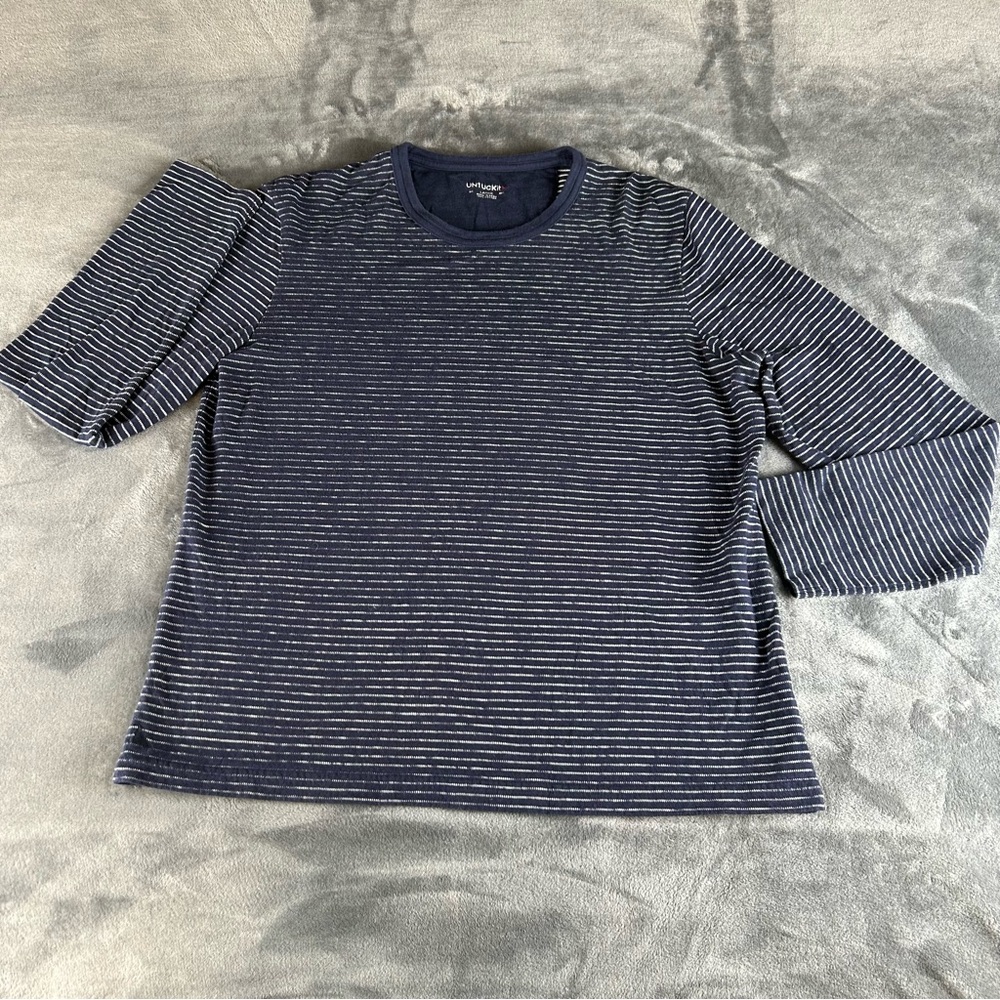 UNTUCKit‎ Lambert Striped Cotton Crewneck T Shirt Mens L Navy Nautical Casual